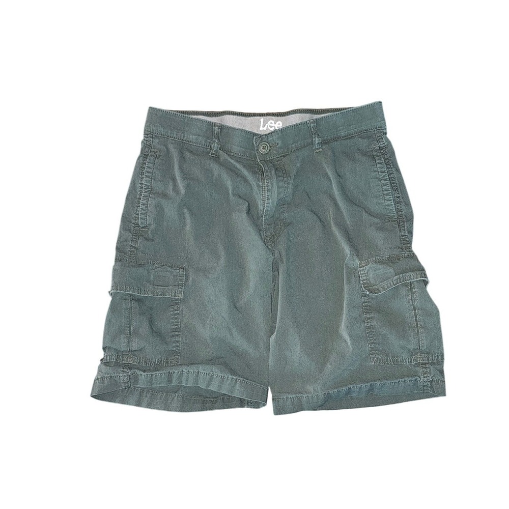Lee Mens Cargo Shorts Olive Green Size 32 Cotton Blend Utility Hiking #434